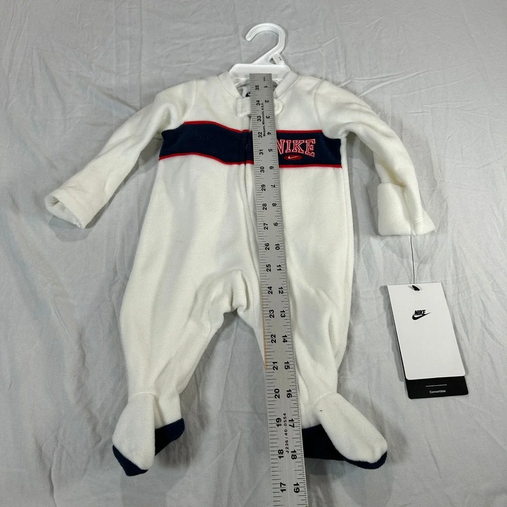 Nike Newborn Baby Fleece Footed Romper Sleeper Sail Navy Red 56N255-782 NB NWT